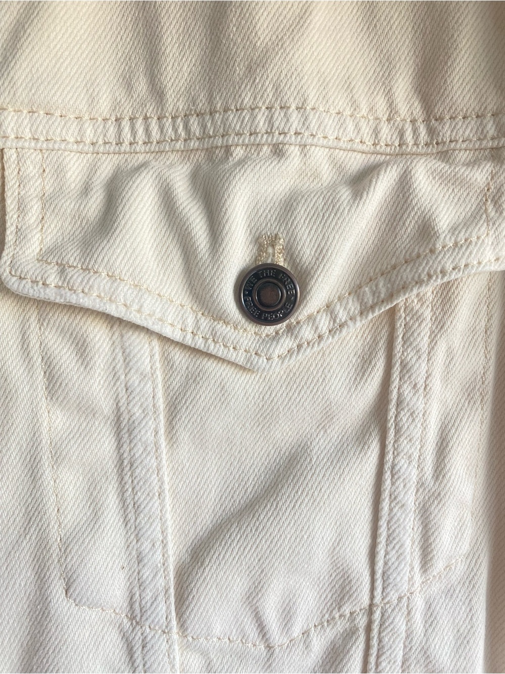 We The Free Free People Cream Denim Medium Oversized Trucker Jacket - Picture 3 of 9